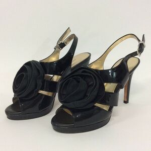 Antonio Melani Black Rose Heels Women's Size 7.5M
